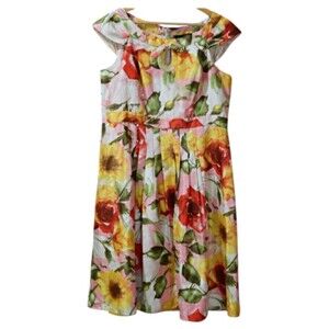 Signature by Robbie Bee Floral Print Midi Dress 16 Vintage Elegant Work Party